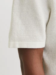 Jack & Jones Kurzarmpullover JJEGEORGE KNIT POLO SS SN Weiß/Khaki/Creme/Grau/Hellgrün