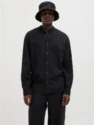 Jack & Jones Langarmhemd JJESUMMER BAND SHIRT LS SN Schwarz