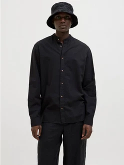 Jack & Jones Langarmhemd JJESUMMER BAND SHIRT LS SN Schwarz