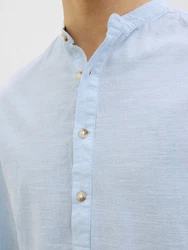 Jack & Jones Langarmhemd JJESUMMER HALF PLACKET SHIRT LS SN Hellblau/Blau