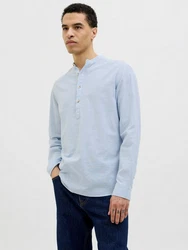 Jack & Jones Langarmhemd JJESUMMER HALF PLACKET SHIRT LS SN Hellblau/Blau
