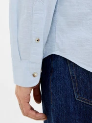 Jack & Jones Langarmhemd JJESUMMER HALF PLACKET SHIRT LS SN Hellblau/Blau
