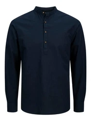 Jack & Jones Langarmhemd JJESUMMER HALF PLACKET SHIRT LS SN Dunkelblau