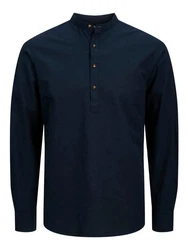 Jack & Jones Langarmhemd JJESUMMER HALF PLACKET SHIRT LS SN Dunkelblau
