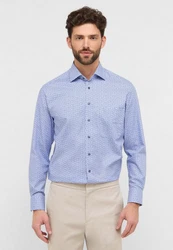 Eterna Langarmhemd COMFORT FIT NON IRON Blau/Hellblau
