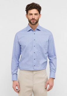 Eterna Langarmhemd COMFORT FIT NON IRON Blau/Hellblau