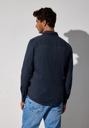 STREET ONE MEN Langarmhemd mit Brusttasche Dunkelblau
