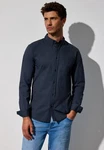STREET ONE MEN Langarmhemd mit Brusttasche Dunkelblau
