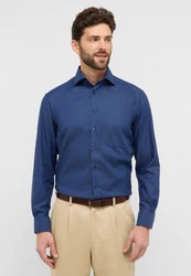 Eterna Langarmhemd COMFORT FIT NON IRON Dunkelblau/Blau