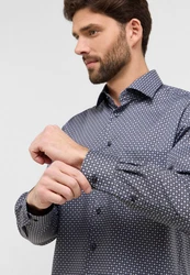 Eterna Langarmhemd COMFORT FIT NON IRON (bügelfrei) Dunkelblau/Grau/Blau/Hellblau