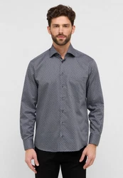 Eterna Langarmhemd COMFORT FIT NON IRON (bügelfrei) Dunkelblau/Grau/Blau/Hellblau