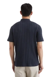 Marc O'Polo Poloshirt mit Rippstruktur Dunkelblau