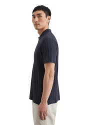 Marc O'Polo Poloshirt mit Rippstruktur Dunkelblau