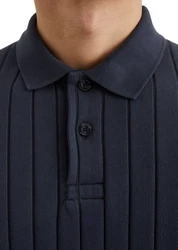 Marc O'Polo Poloshirt mit Rippstruktur Dunkelblau