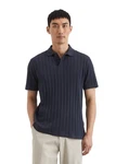Marc O'Polo Poloshirt mit Rippstruktur Dunkelblau