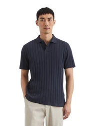 Marc O'Polo Poloshirt mit Rippstruktur Dunkelblau