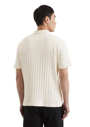 Marc O'Polo Poloshirt mit Rippstruktur Weiß/Beige/Khaki/Dunkelblau