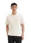 Marc O'Polo Poloshirt mit Rippstruktur Weiß/Beige/Khaki/Dunkelblau