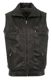 Lederweste Andi - Herren Lederweste Lammnappa schwarz-beige