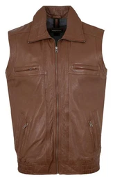 Lederweste Andi - Herren Lederweste Lammnappa cognac