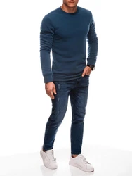 Edoti Sweatshirt mit Rundhalsausschnitt Dunkelblau/Grau/Hellblau