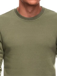 Edoti Sweatshirt mit Rundhalsausschnitt Dunkelgrün/Khaki