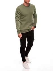 Edoti Sweatshirt mit Rundhalsausschnitt Dunkelgrün/Khaki