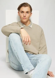QS Sweatshirt mit Logo-Stickerei Beige/Khaki/Braun