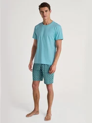CALIDA Pyjamashorts RMX Sleep Herren Grün/Türkis/Blau