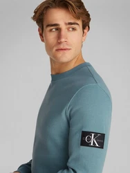 Calvin Klein Jeans Langarmshirt Badge Waffle LS Tee Blau/Türkis/Grau/Grün/Hellblau