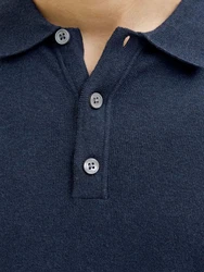 Jack & Jones Kurzarmpullover JJEEMIL KNIT RELAXED POLO SS SN Dunkelblau/Blau/Hellblau