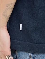 Jack & Jones Kurzarmpullover JJEEMIL KNIT RELAXED POLO SS SN Dunkelblau/Blau/Hellblau