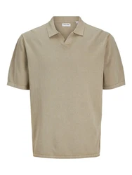 Jack & Jones Kurzarmpullover JJELEO KNIT POLO SS LN Khaki/Beige/Braun