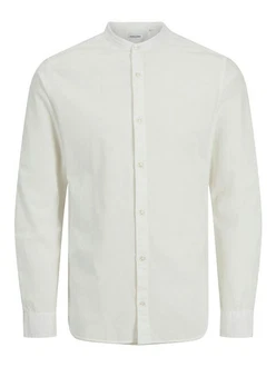 Jack & Jones Langarmhemd JJEBREEZE BAND SHIRT LS SN Weiß/Khaki