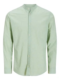 Langarmhemd JJEBREEZE BAND SHIRT LS SN mit Bandkragen