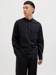 Jack & Jones Langarmhemd JJESUMMER HALF PLACKET SHIRT LS SN Dunkelblau/Schwarz