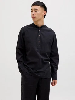 Jack & Jones Langarmhemd JJESUMMER HALF PLACKET SHIRT LS SN Dunkelblau/Schwarz Jack & Jones Langarmhemd JJESUMMER HALF PLACKET SHIRT LS SN Dunkelblau/Schwarz