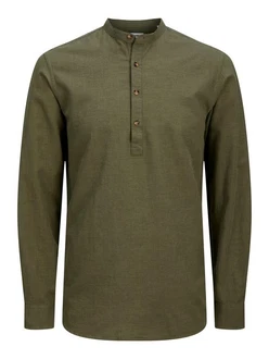 Jack & Jones Langarmhemd JJESUMMER HALF PLACKET SHIRT LS SN Dunkelgrün/Khaki Jack & Jones Langarmhemd JJESUMMER HALF PLACKET SHIRT LS SN Dunkelgrün/Khaki