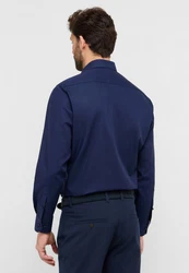 Eterna Langarmhemd Modern Fit Comfort Fit Non Iron Dunkelblau/Blau