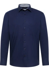 Eterna Langarmhemd Modern Fit Comfort Fit Non Iron Dunkelblau/Blau