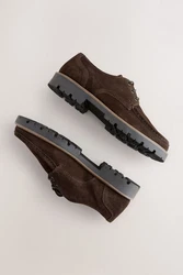 Next Schuh mit Blatteinsatz und Profilsohle Schnürschuh Braun/Dunkelbraun