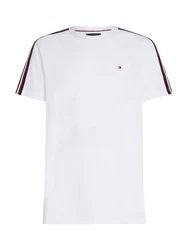 Tommy Hilfiger Kurzarmshirt GLOBAL STRIPE TAPE TEE Weiß/Creme/Dunkelrot/Rot/Lila
