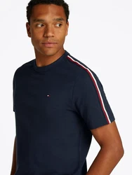 Tommy Hilfiger Kurzarmshirt GLOBAL STRIPE TAPE TEE Dunkelblau/Hellblau/Blau