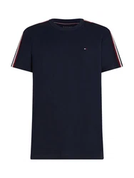 Tommy Hilfiger Kurzarmshirt GLOBAL STRIPE TAPE TEE Dunkelblau/Hellblau/Blau