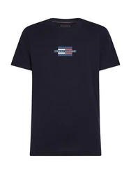 Tommy Hilfiger Kurzarmshirt FLAG BOX TEE Mit Rundhalsausschnitt Dunkelblau/Schwarz/Blau/Grau