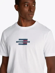 Tommy Hilfiger Kurzarmshirt FLAG BOX TEE Mit Rundhalsausschnitt Weiß/Creme/Grau