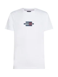 Tommy Hilfiger Kurzarmshirt FLAG BOX TEE Mit Rundhalsausschnitt Weiß/Creme/Grau