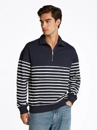 Sweatshirt PLACED STRIPE 1/4 ZIP Mit Rundhalsausschnitt