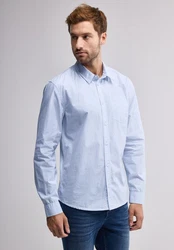 STREET ONE MEN Langarmhemd Hellblau/Blau