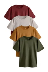 Next Bandeau-Bikini-Top T-Shirts (4er-Pack) Dunkelgrün/Khaki/Beige/Bordeaux